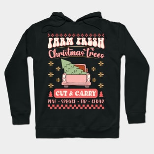 Farm Fresh Christmas Trees Vintage Retro Hoodie